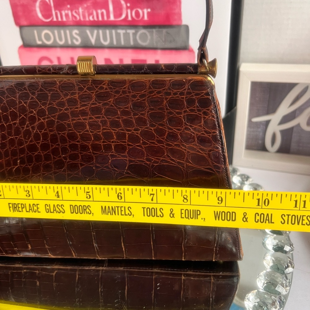 vintage 50s brown alligator frame handbag, a collectible 59 - Picture 11 of 13